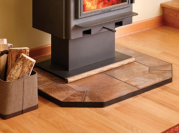 Stove hearths, floor plates, stands and heat shields