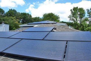 electric photovoltaic solar panels on roof of home in waukesha wisconsin