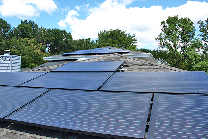 electric photovoltaic solar panels on roof of home in waukesha wisconsin