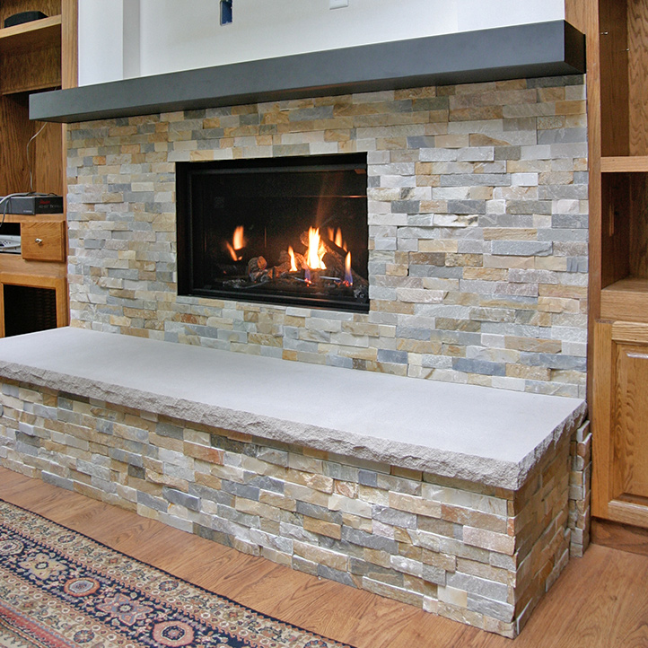 stone work and fireplace insert near lake geneva wi