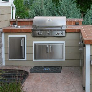 outdoor kitchen construction built-in grill napoleon