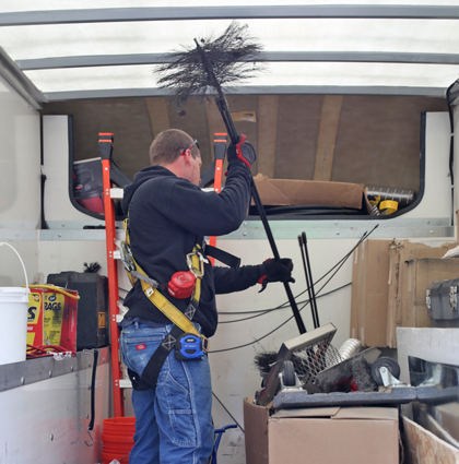 Chimney sweep flue cleaning