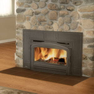 Wood fireplace insert in Burlington, WI.
