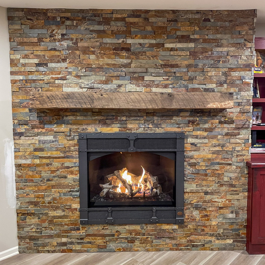 Fireplace surround installation in Kohler, WI.