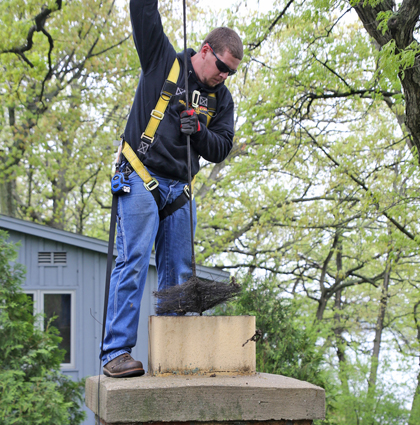 Water damaged chimney in Burlington, WI.