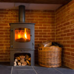 Wood burning fireplace in Mount Pleasant, WI.